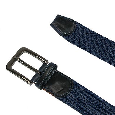 Ctm Men's Elastic Braided Stretch Belt With Silver Buckle