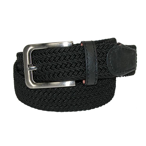 CTM Men's Braided Stretch Belt, Silver Buckle, Adjustable Elastic