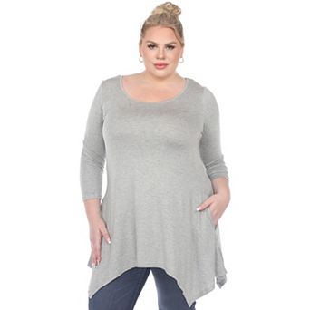 Plus Size Handkerchief Hem Tunic