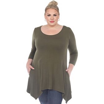 Plus Size Handkerchief Hem Tunic