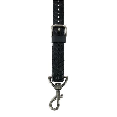 Men's Coated Leather Flat Braided Suspenders With Metal Swivel Hook Ends