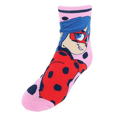 Girl's Disney Miraculous Ladybug Non-slip Terrycloth Socks (2 Pack)