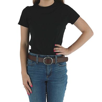 Cowgirls Rock Women's 1.5 Inch Wide Center Bar Buckle Belt with Burnished Edges