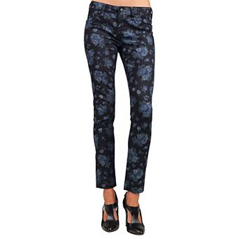 Women's Slim Fit Vintage Rose Print Skinny Cigarette Premium Jeans