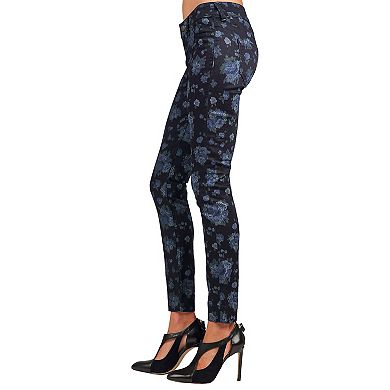 Women's Slim Fit Vintage Rose Print Skinny Cigarette Premium Jeans