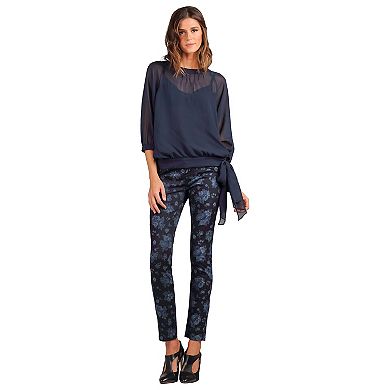 Women's Slim Fit Vintage Rose Print Skinny Cigarette Premium Jeans