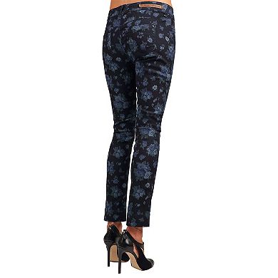 Women's Slim Fit Vintage Rose Print Skinny Cigarette Premium Jeans