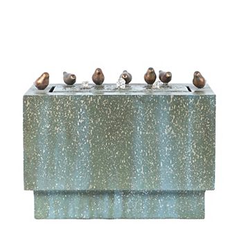 LuxenHome Patina Resin Bubbler Outdoor Fountain With Lights