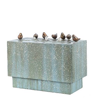 LuxenHome Patina Resin Bubbler Outdoor Fountain With Lights