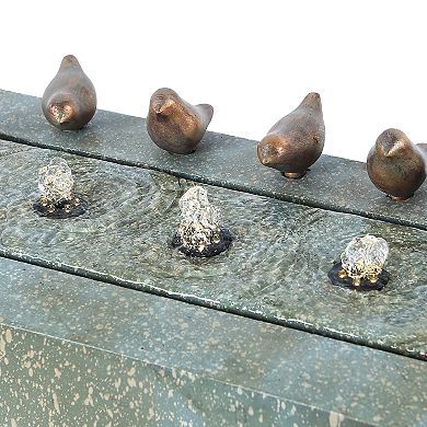 LuxenHome Patina Resin Bubbler Outdoor Fountain With Lights