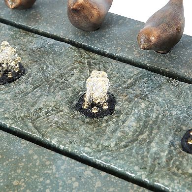 LuxenHome Patina Resin Bubbler Outdoor Fountain With Lights