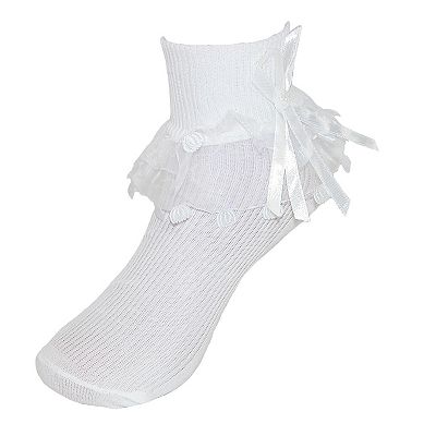 Girls' Ruffle Trim Lace Anklet Socks (3 Pair Pack)