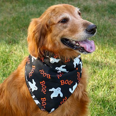 Glow In The Dark Halloween Boo Ghost Print Holiday Bandana