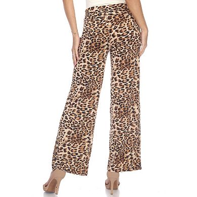 Women's Cheetah Print Wide Leg Palazzo Pants