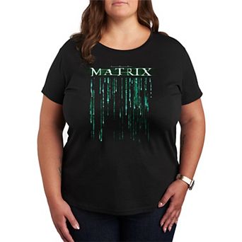Plus Size Matrix Logo Falling Code Short Sleeve Graphic Tee