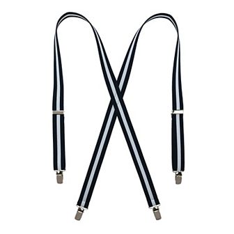 Women's Elastic X-back Navy And White Pinstripe Suspenders