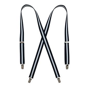 Women's Elastic X-back Navy And White Pinstripe Suspenders