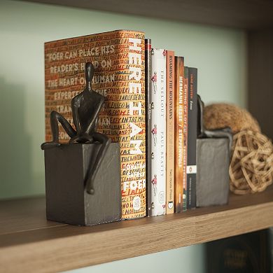 Bookend Set With Man And Woman Sitting On A Block