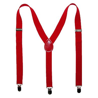 Men's Plaid Print Bow Tie With Solid Suspender Set