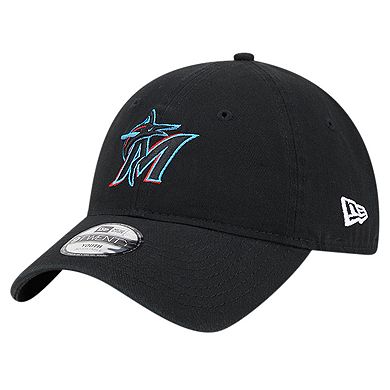 Youth New Era Black Miami Marlins Team Color 9TWENTY Adjustable Hat