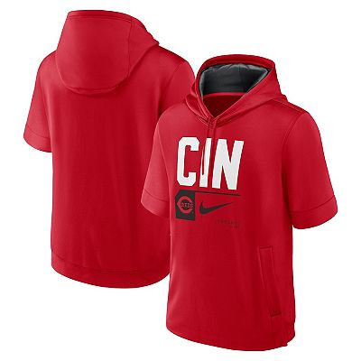 Men s Nike Red Cincinnati Reds Tri Code Lockup Short Sleeve Pullover Hoodie