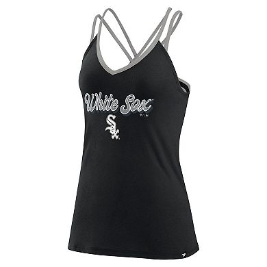 Women's Fanatics Branded Black Chicago White Sox Go For It Strappy V-Neck Tank Top