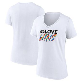 Women's Fanatics Branded White San Francisco 49ers Love Wins V-Neck T-Shirt