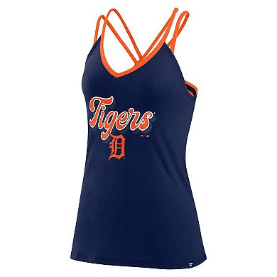 Women's Fanatics Branded Navy Detroit Tigers Go For It Strappy V-Neck Tank Top
