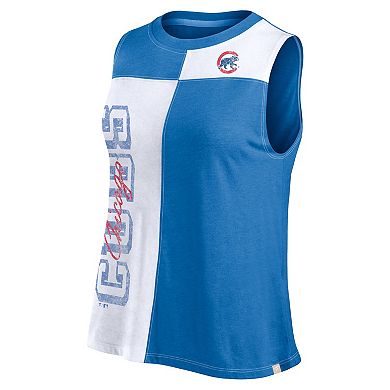 Women's Fanatics Branded Royal/White Chicago Cubs Color-Block Tank Top