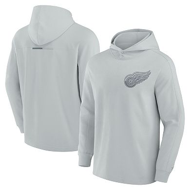 Men's Fanatics Signature Gray Detroit Red Wings Elements Lightweight Tri-Blend Fleece Hoodie