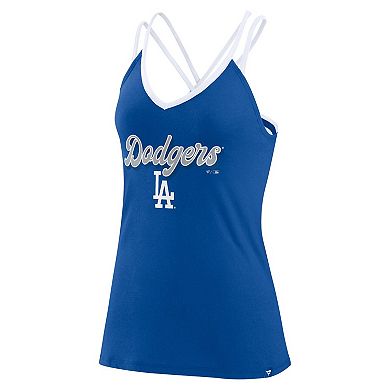 Women's Fanatics Branded Royal Los Angeles Dodgers Go For It Strappy V-Neck Tank Top