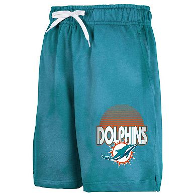 Youth Aqua Miami Dolphins Beach Bum Sun-Bleached French Terry Shorts