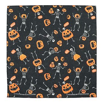 Glow In The Dark Skeletons And Pumpkins Halloween Print Holiday Bandana