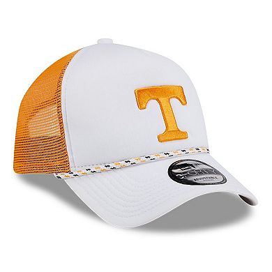 Men's New Era White/Tennessee Orange Tennessee Volunteers Court Sport Foam A-Frame 9FORTY Adjustable Trucker Hat