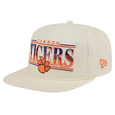 Men's New Era Cream Clemson Tigers Throwback Golfer Corduroy Snapback Hat