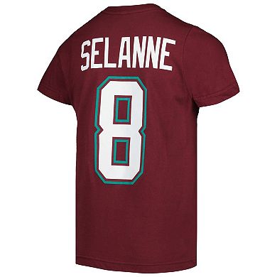 Youth Mitchell & Ness Teemu Selanne Garnet Anaheim Ducks Name & Number T-Shirt