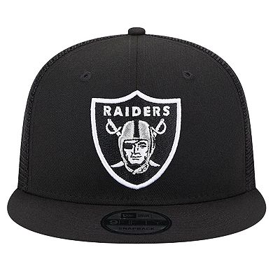 Men's New Era Black Las Vegas Raiders Main Trucker 9FIFTY Snapback Hat