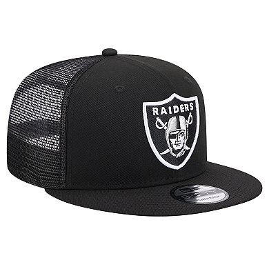 Men's New Era Black Las Vegas Raiders Main Trucker 9FIFTY Snapback Hat