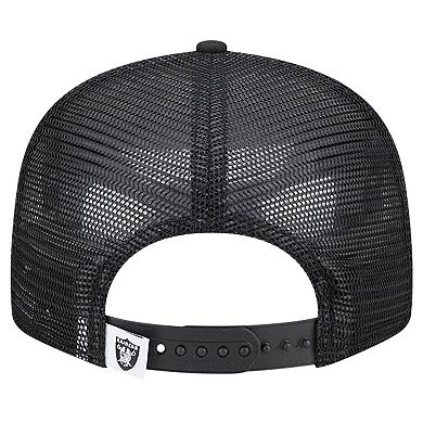 Men's New Era Black Las Vegas Raiders Main Trucker 9FIFTY Snapback Hat