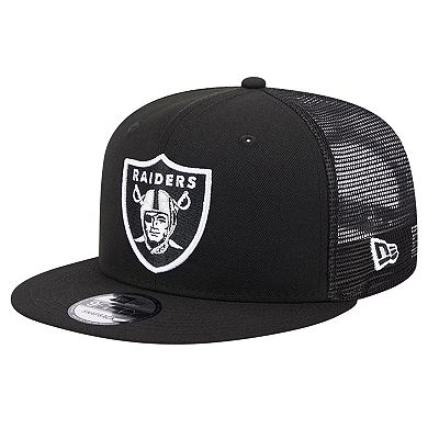 Men's New Era Black Las Vegas Raiders Main Trucker 9FIFTY Snapback Hat