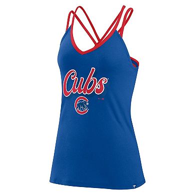 Women's Fanatics Branded Royal Chicago Cubs Go For It Strappy V-Neck Tank Top