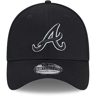 Men's New Era Atlanta Braves Evergreen Black & White Neo 39THIRTY Flex Hat