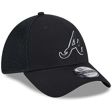 Men's New Era Atlanta Braves Evergreen Black & White Neo 39THIRTY Flex Hat