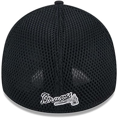 Men's New Era Atlanta Braves Evergreen Black & White Neo 39THIRTY Flex Hat