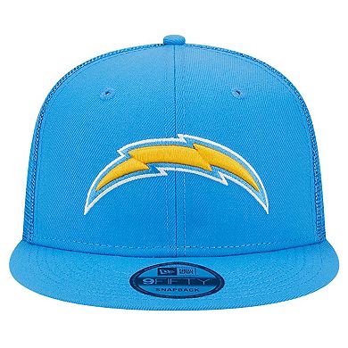 Men's New Era Powder Blue Los Angeles Chargers Main Trucker 9FIFTY Snapback Hat