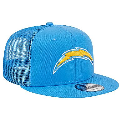 Men's New Era Powder Blue Los Angeles Chargers Main Trucker 9FIFTY Snapback Hat