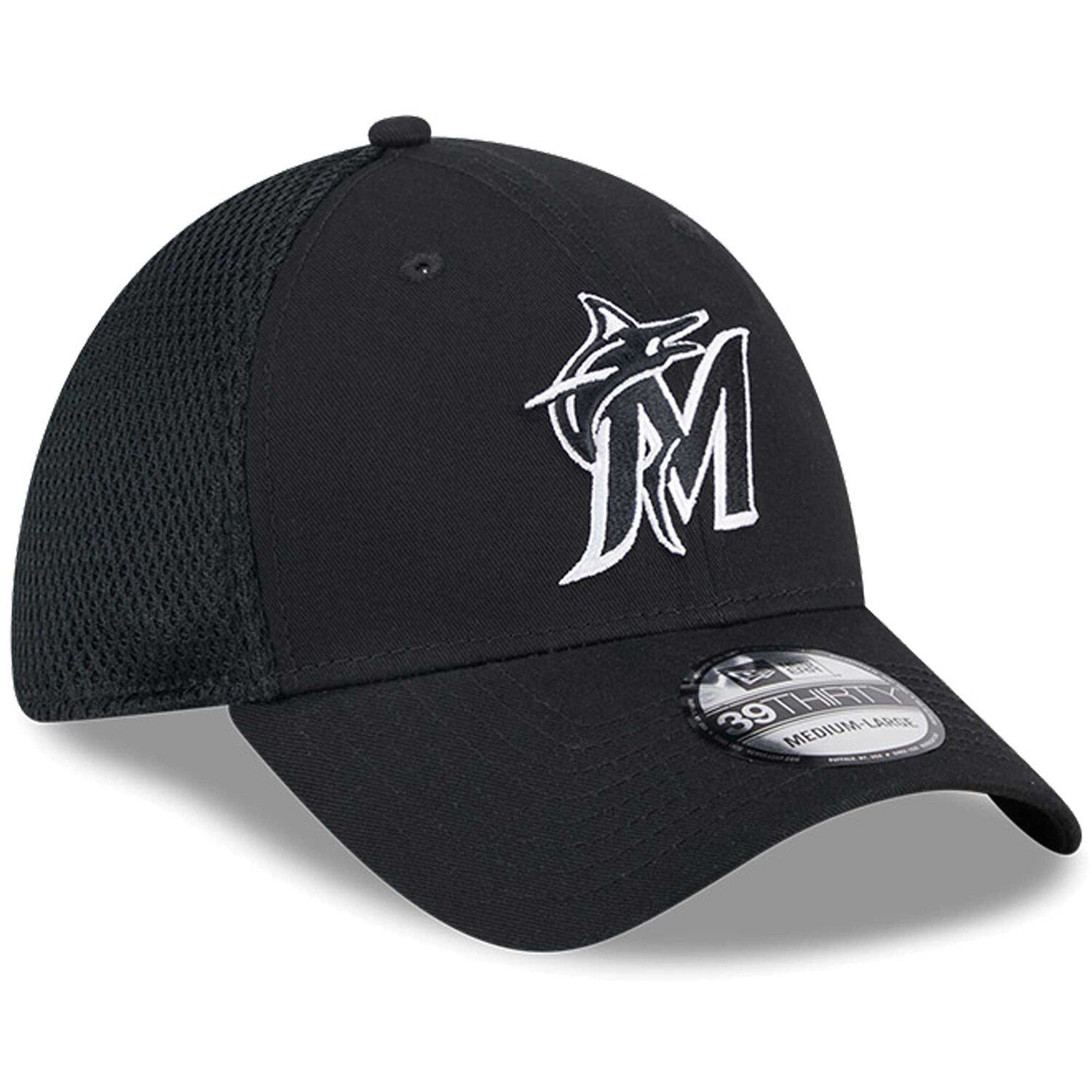 New Era Miami Marlins 9TWENTY Adjustable Hat - Black & White Classic Strapback Cap - View #3