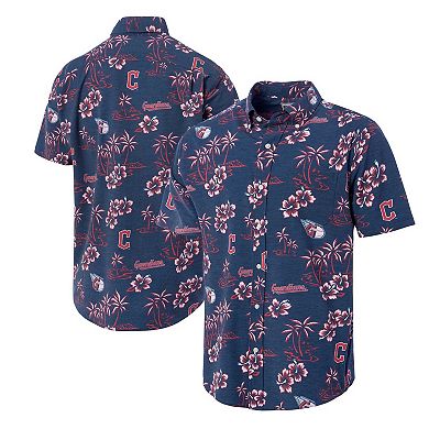 Men's Reyn Spooner Navy Cleveland Guardians Kekai Button-Down Shirt
