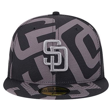 Men's New Era Black San Diego Padres Logo Fracture 59FIFTY Fitted Hat