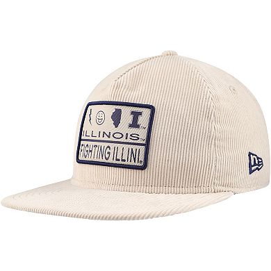 Men's New Era Cream Illinois Fighting Illini Corduroy Golfer Snapback Hat